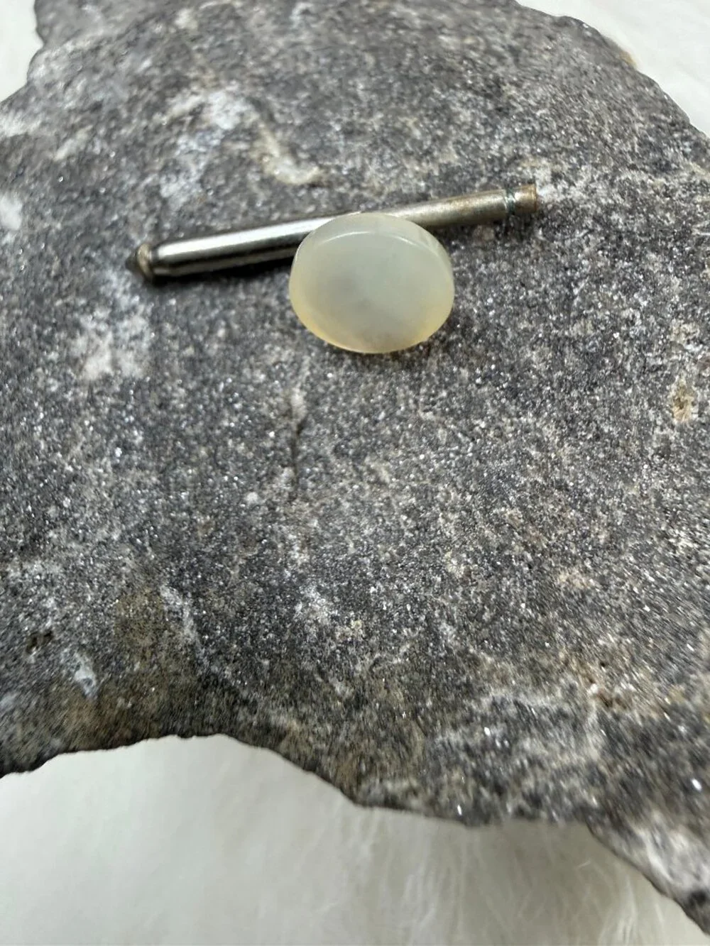 Single Vintage Mother of Pearl Button Stud Shirt Stud Silver Tone .25